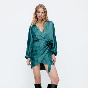 Zara SATIN WRAP DRESS
